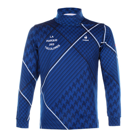 LE COQ SPORTIF GOLF Plaid High Neck Men's Longsleeve Shirt (Blue)