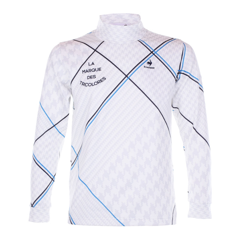 LE COQ SPORTIF GOLF Plaid High Neck Men's Longsleeve Shirt (White)
