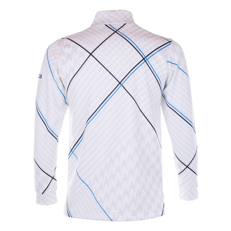 LE COQ SPORTIF GOLF Plaid High Neck Men's Longsleeve Shirt (White)