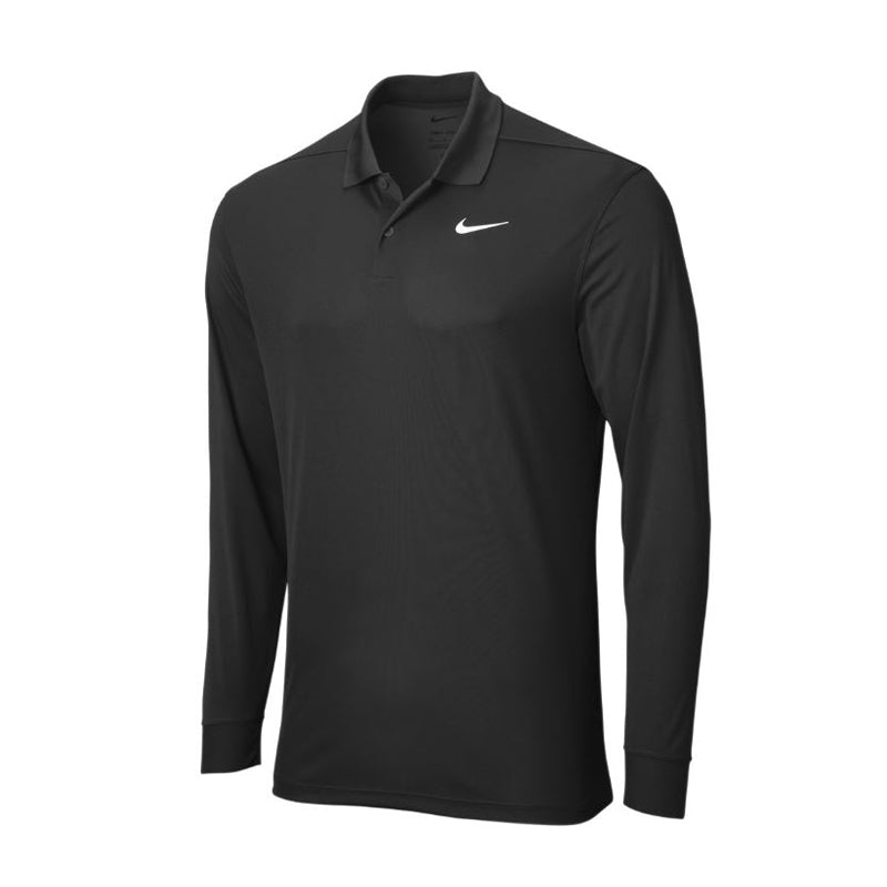 NIKE Victory Solid Long Sleeve Men's Polo (Black/White)