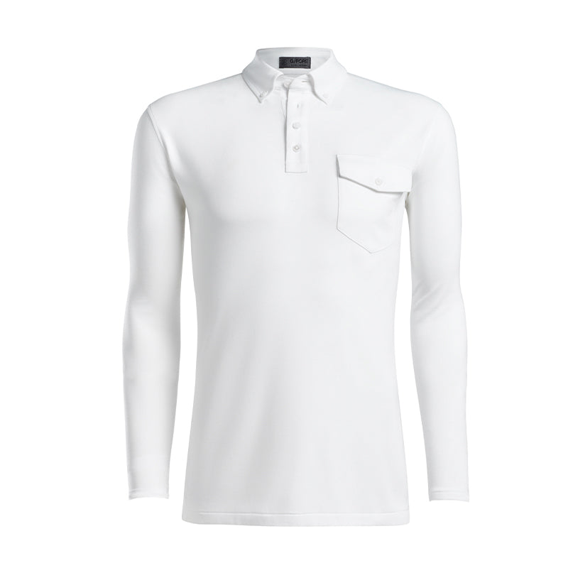 GFORE Luxe Men's Long Sleeve Polo (Snow)