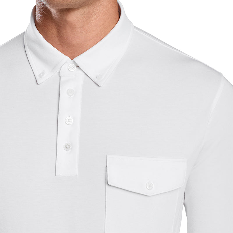 GFORE Luxe Men's Long Sleeve Polo (Snow)