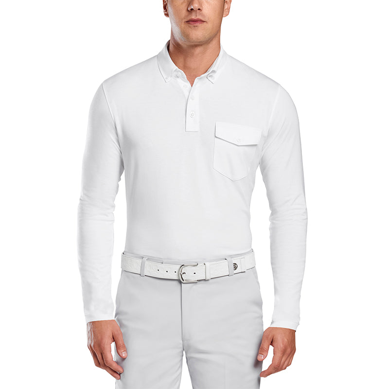 GFORE Luxe Men's Long Sleeve Polo (Snow)