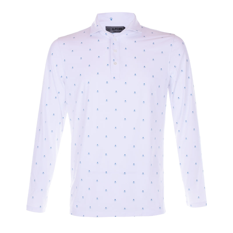 GFORE Ice Nylon Print Men's Long Sleeve Polo (Snow)