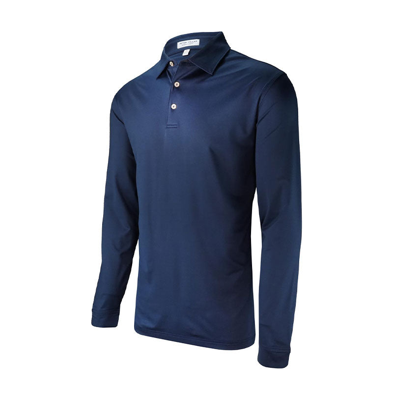 PETER MILLAR Stretch Jersey Men's Long Sleeve Polo (Navy)