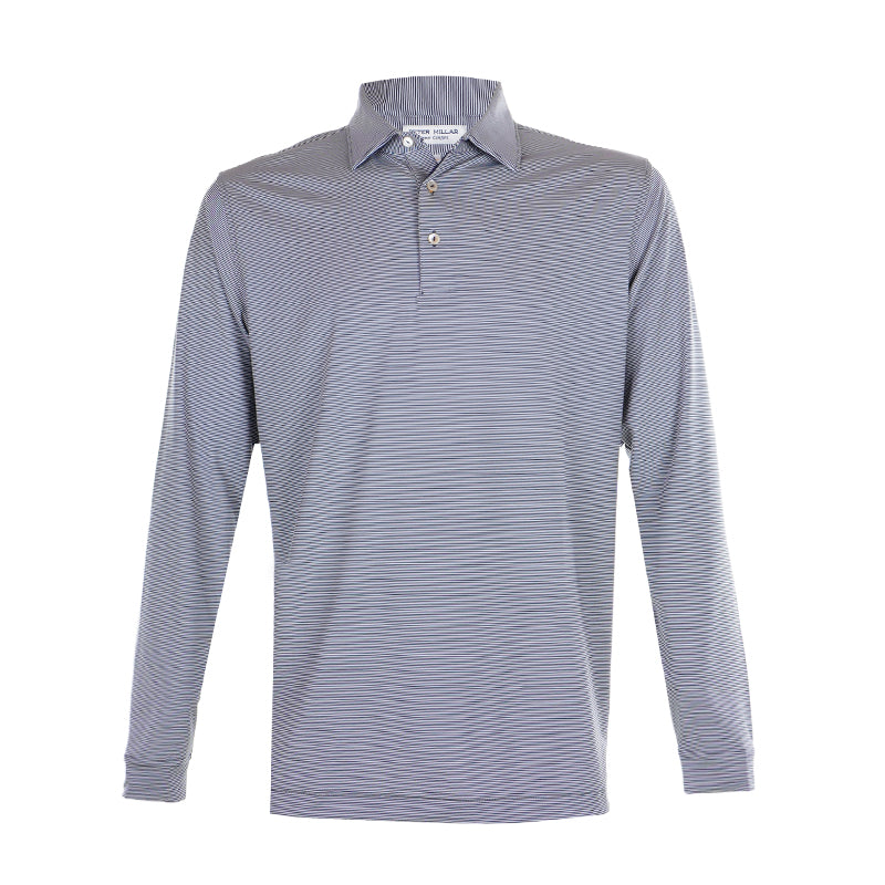 PETER MILLAR Jubilee Stripe Men's Long Sleeve Polo (Navy)