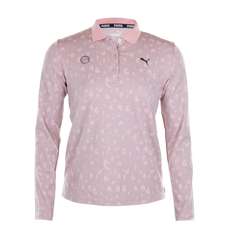 PUMA Leopard Jacquard Women's Long Sleeve Polo (Peach)