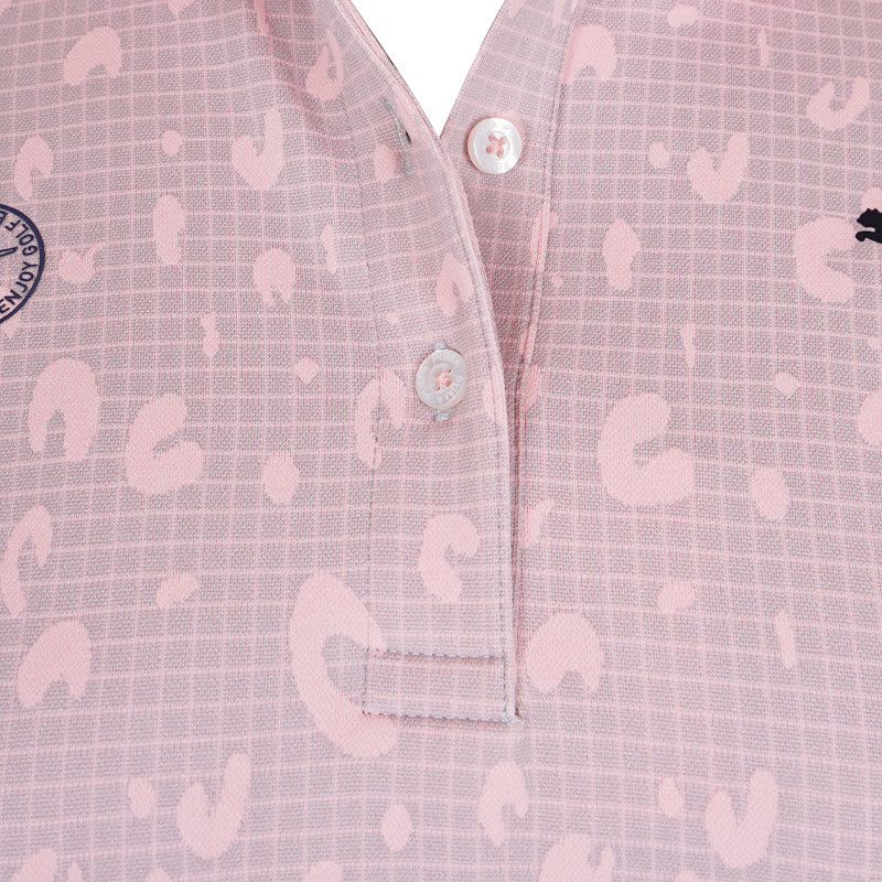 PUMA Leopard Jacquard Women's Long Sleeve Polo (Peach)