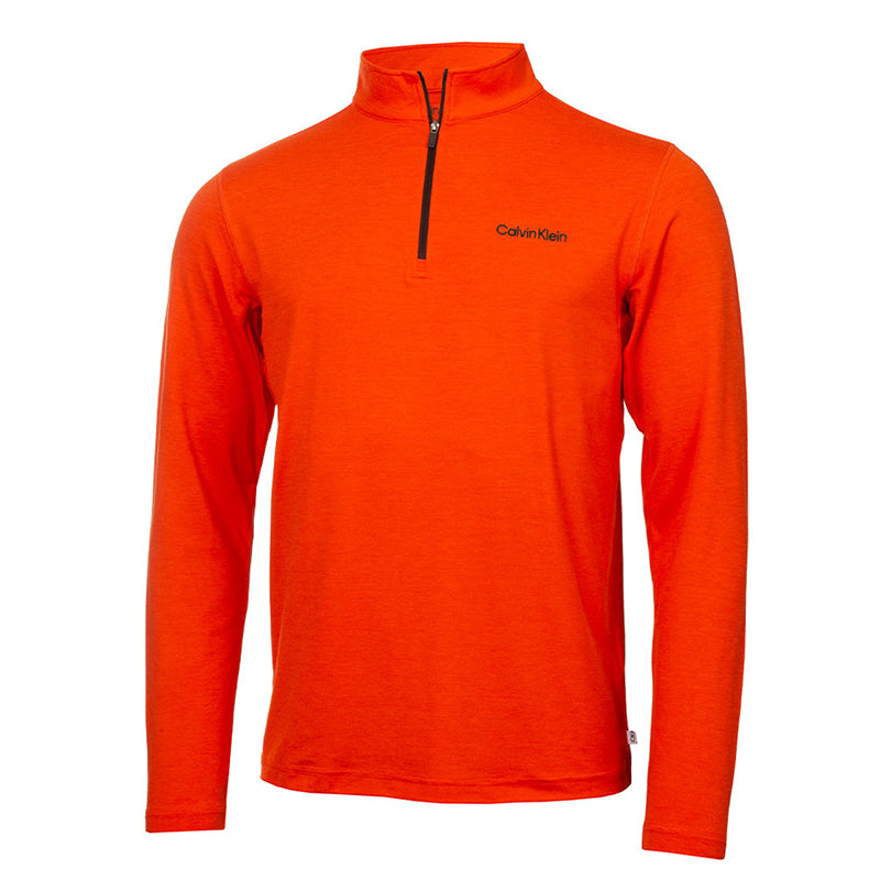 CALVIN KLEIN Newport Half Zip Men's Long Sleeve Shirt (Spicy Orange)