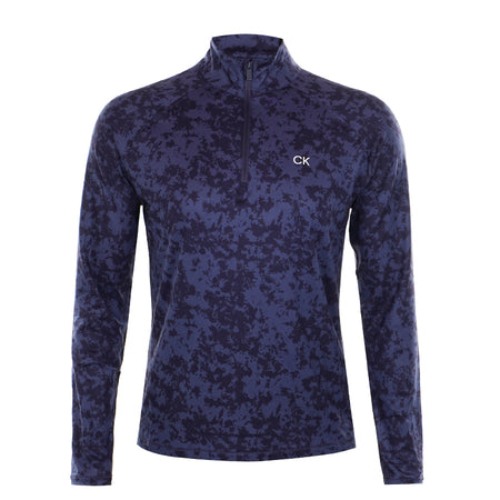 CALVIN KLEIN Canvas Printed 1/2 Zip Women's Long Sleeve Polo (Navy)