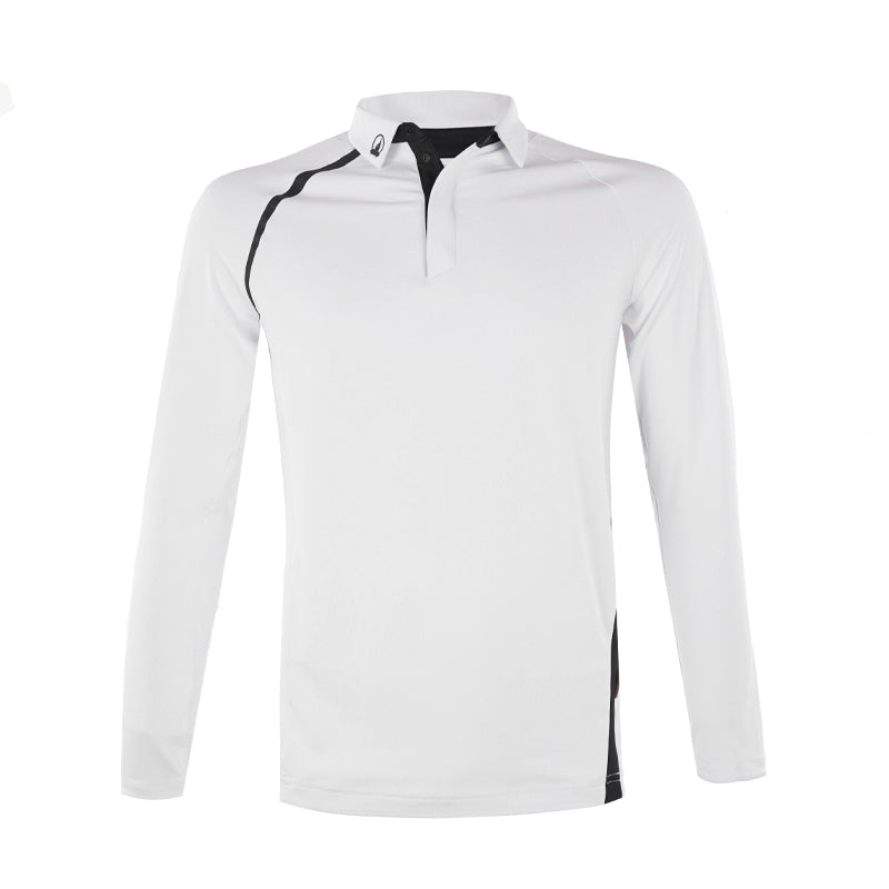HONMA Performance Men's Long Sleeve Polo (White)