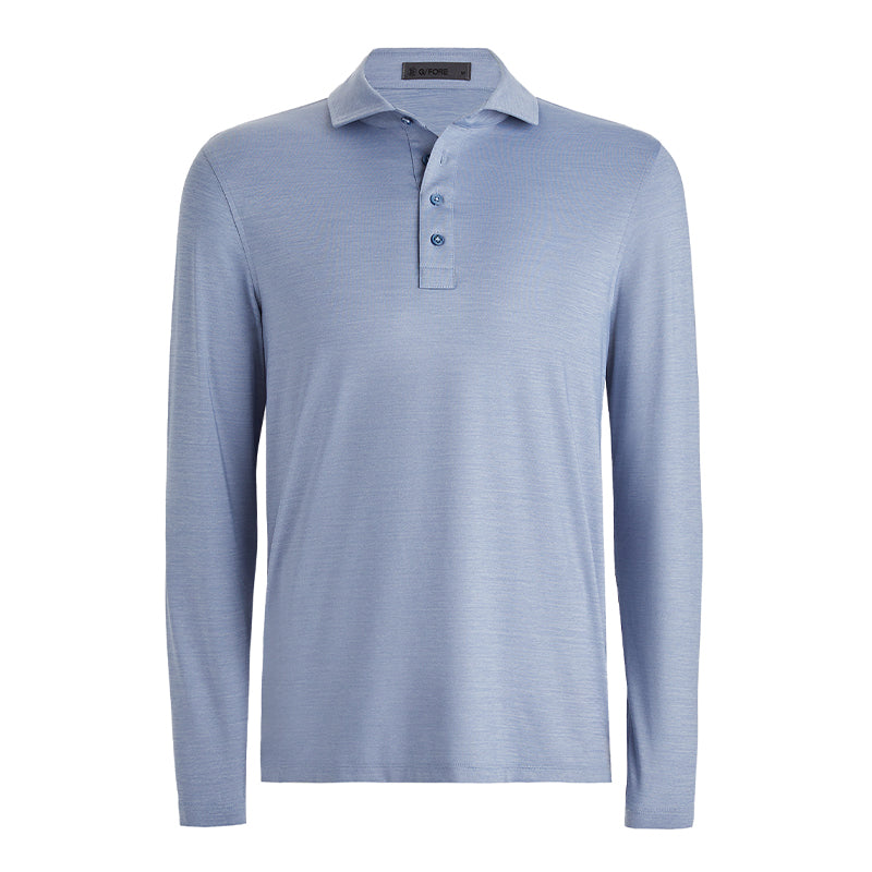 GFORE Ice-Nylon Men's Long Sleeve Polo (Heather Slate)