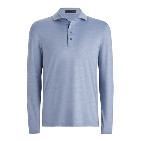 GFORE Ice-Nylon Men's Long Sleeve Polo (Heather Slate)