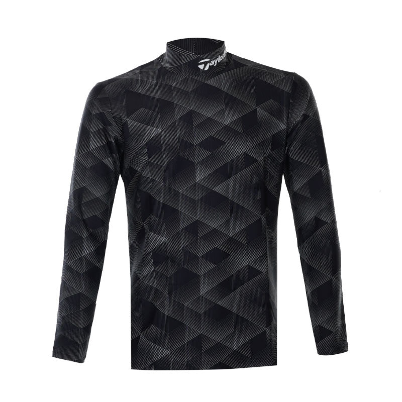 TAYLORMADE Tour Graphic Men's Long Sleeve Mock Shirt (Black)