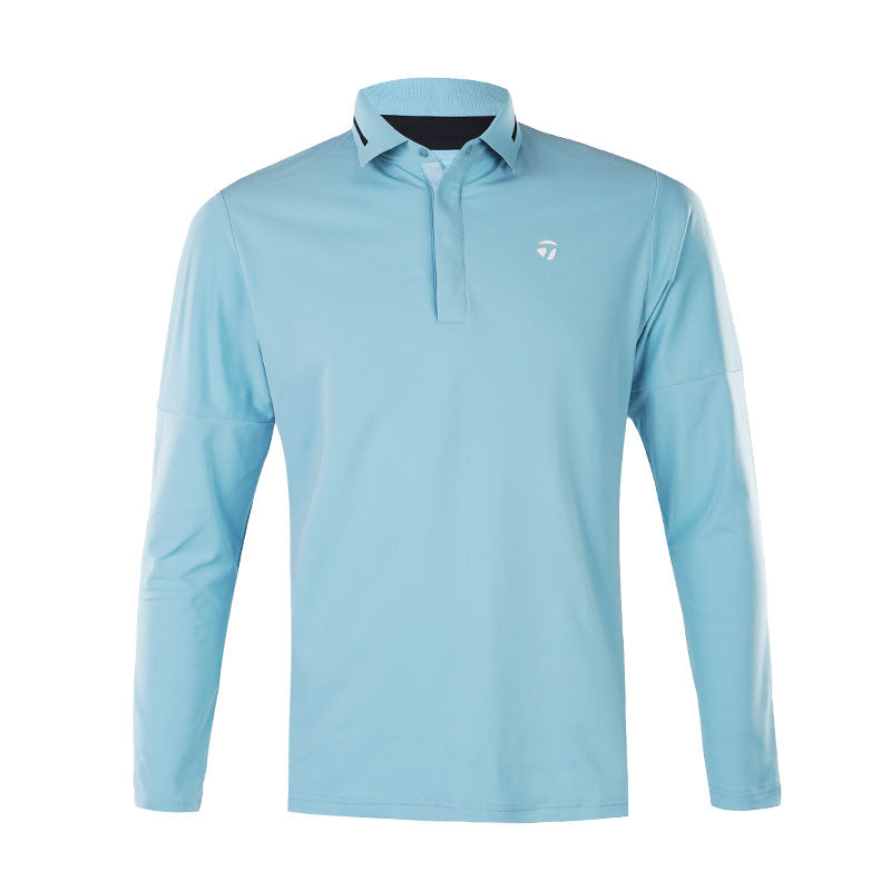 TAYLORMADE Blushed Men's Long Sleeve Polo (Azure Blue)