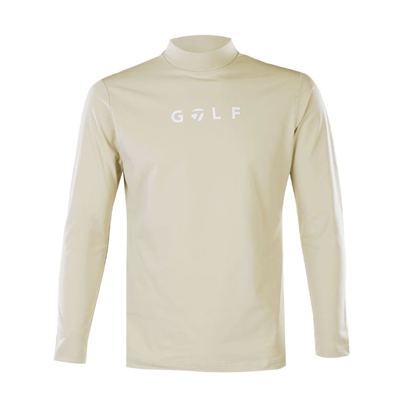 TAYLORMADE Logo Men's Long Sleeve Mock Shirt (Beige)