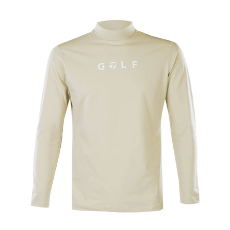 TAYLORMADE Logo Men's Long Sleeve Mock Shirt (Beige)