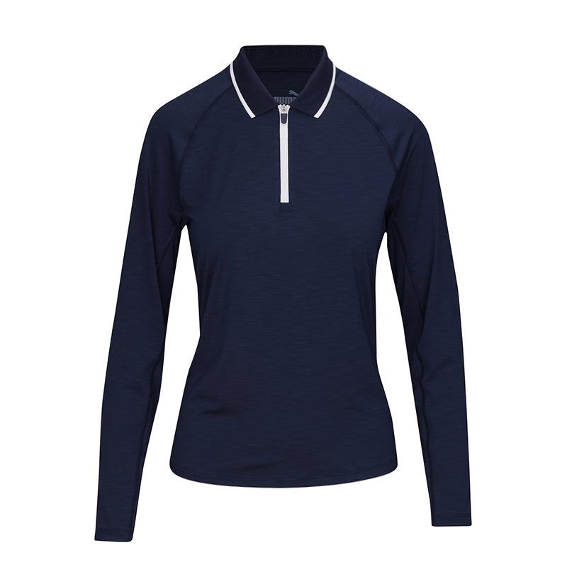 PUMA You-V Women's Long Sleeve Polo (Deep Navy)