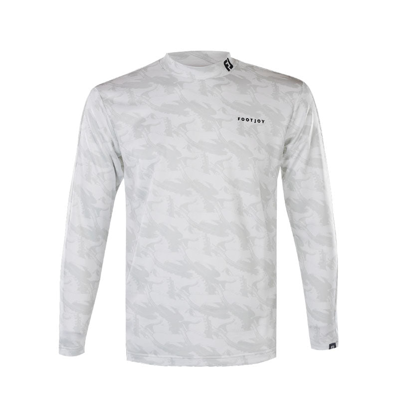 FOOTJOY Japan Footwear Motif Print Men?s Long Sleeve Mock Shirt (White)
