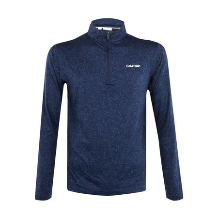 CALVIN KLEIN Printed Newport 1/4 Zip Men's Long Sleeve Shirt (Navy)