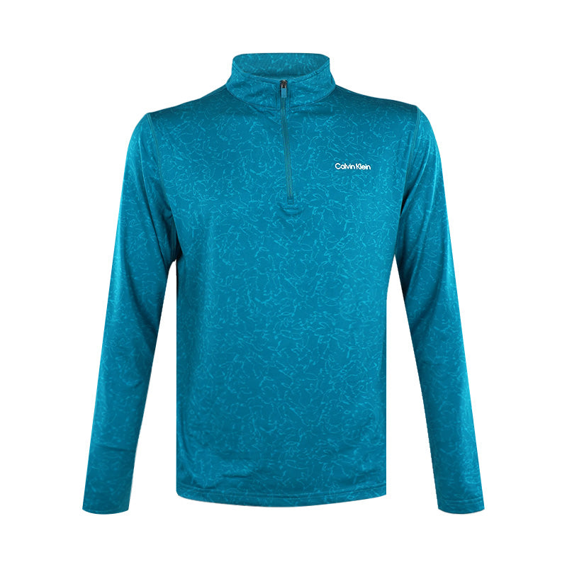 CALVIN KLEIN Printed Newport 1/4 Zip Long Sleeve Shirt (Sea Green)