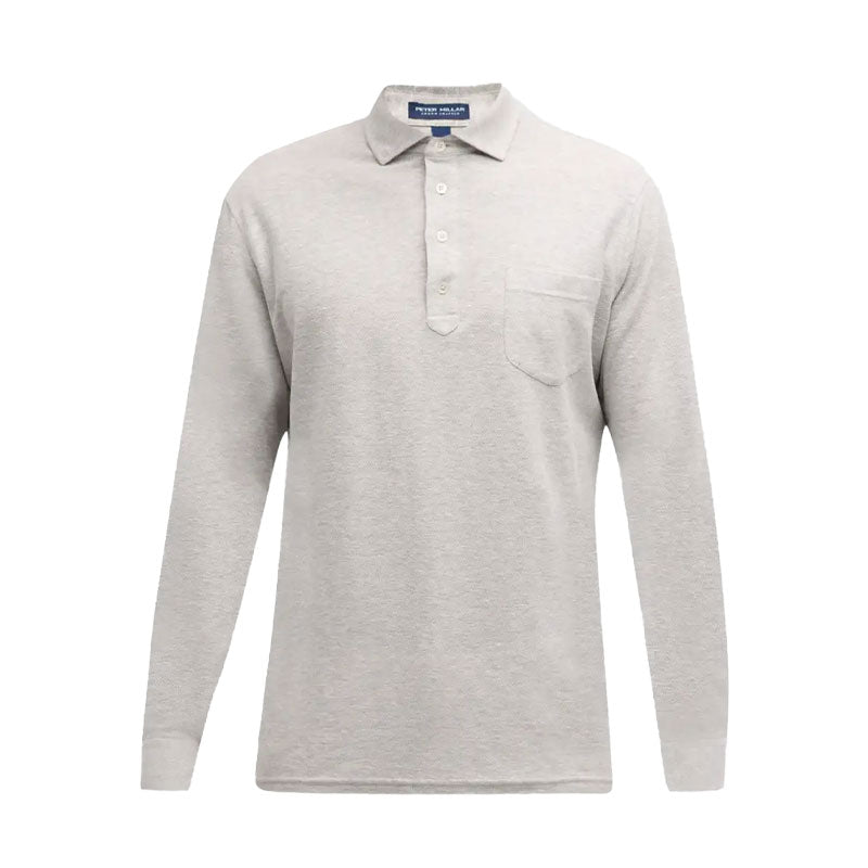 PETER MILLAR Croxley Men's Long Sleeve Polo (British Grey)