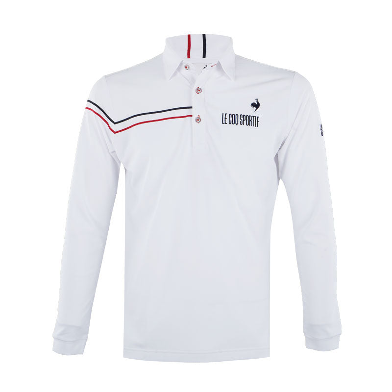LE COQ SPORTIF GOLF Pique Men's Long Sleeve Polo (White)