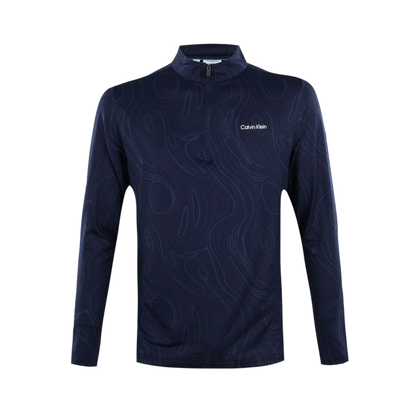 CALVIN KLEIN Printed Newport Half Zip Men's Polo (Navy Marble)