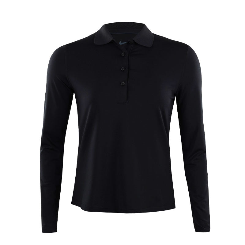 NIKE Club Dri-FIT Women's Long Sleeve Polo (Black)