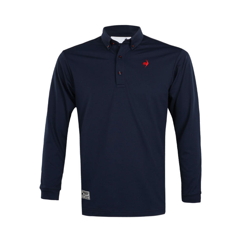 LE COQ SPORTIF GOLF Basic Button-Down Men's Long-Sleeve Polo (Navy)
