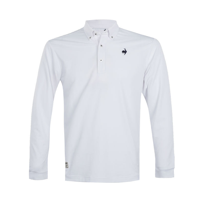 LE COQ SPORTIF GOLF Basic Button-Down Men's Long-Sleeve Polo (White)