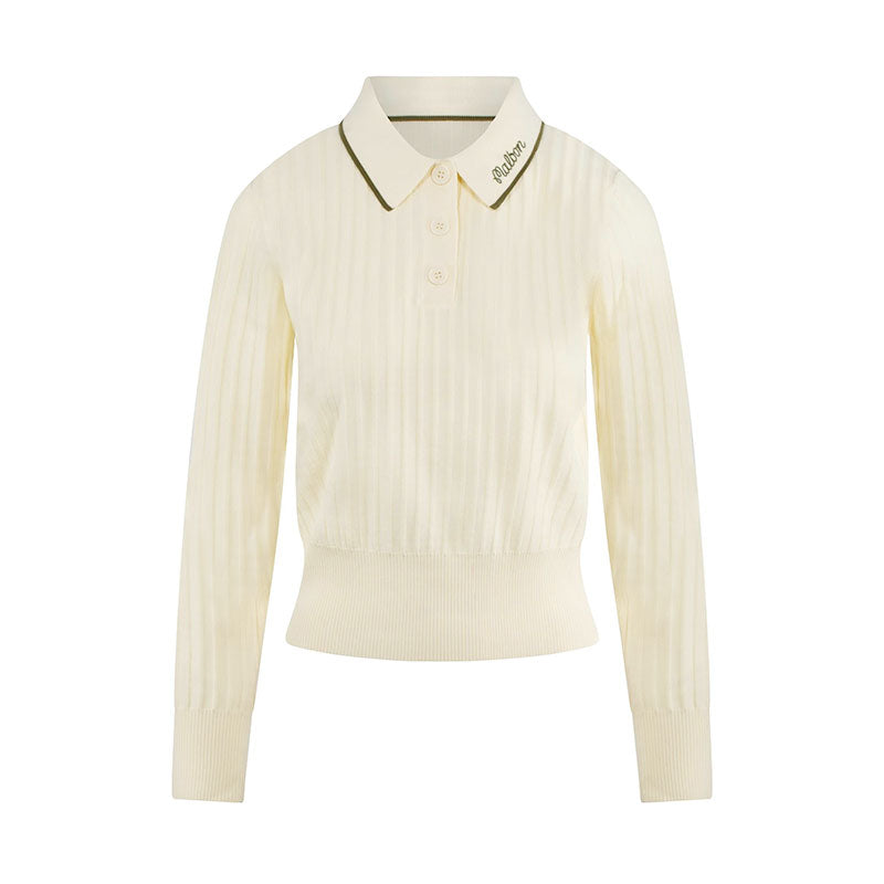 MALBON GOLF Selma Women's Long Sleeve Polo (Cream)