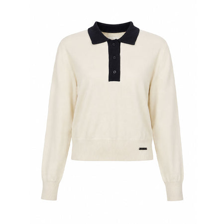 CALVIN KLEIN Olwyn Knit Women's Long Sleeve Polo (Buttercream)