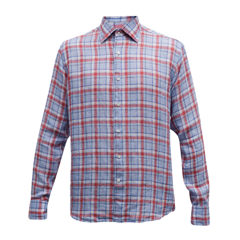 PETER MILLAR Sadler Linen Sport Men's Longsleeve Shirt (Blue Frost)