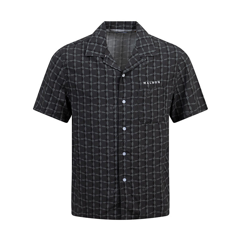 MALBON GOLF Rattan Rayon Men's Shirt (Onyx)