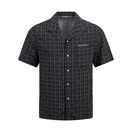 MALBON GOLF Rattan Rayon Men's Shirt (Onyx)