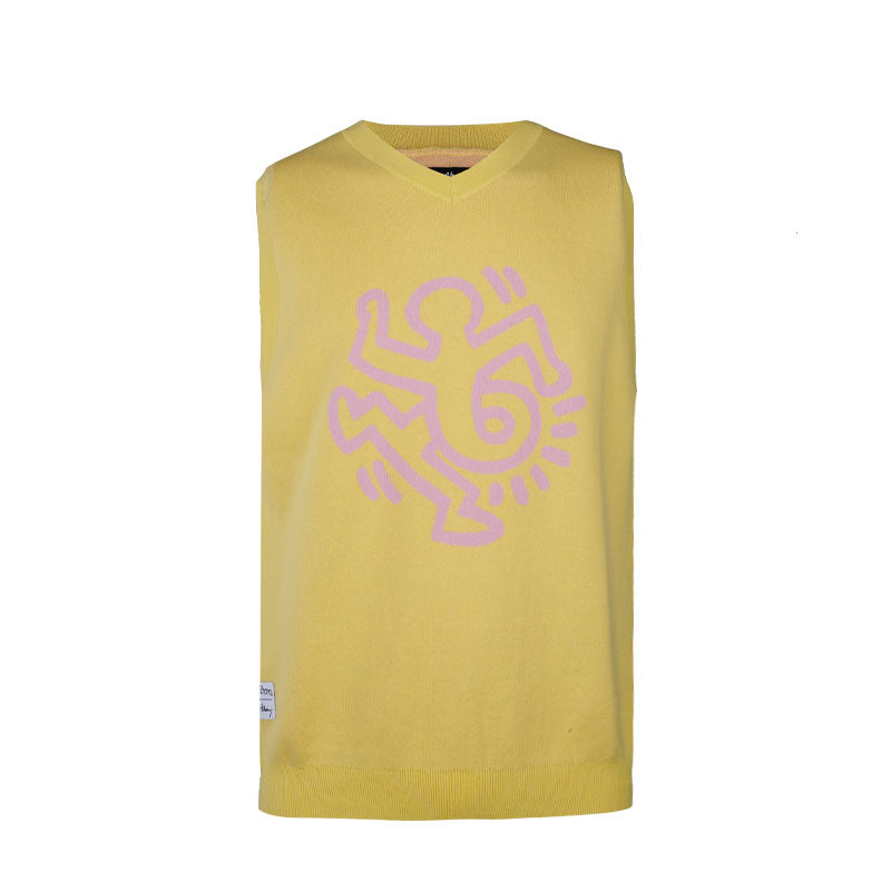 MALBON GOLF x Keith Haring Sherpa Men's Sweater Vest (Acid Yellow)
