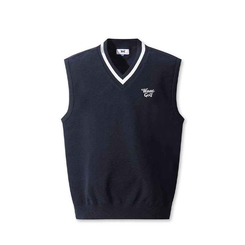 WAAC Men's V-Neck Knit Vest (Dark Navy)