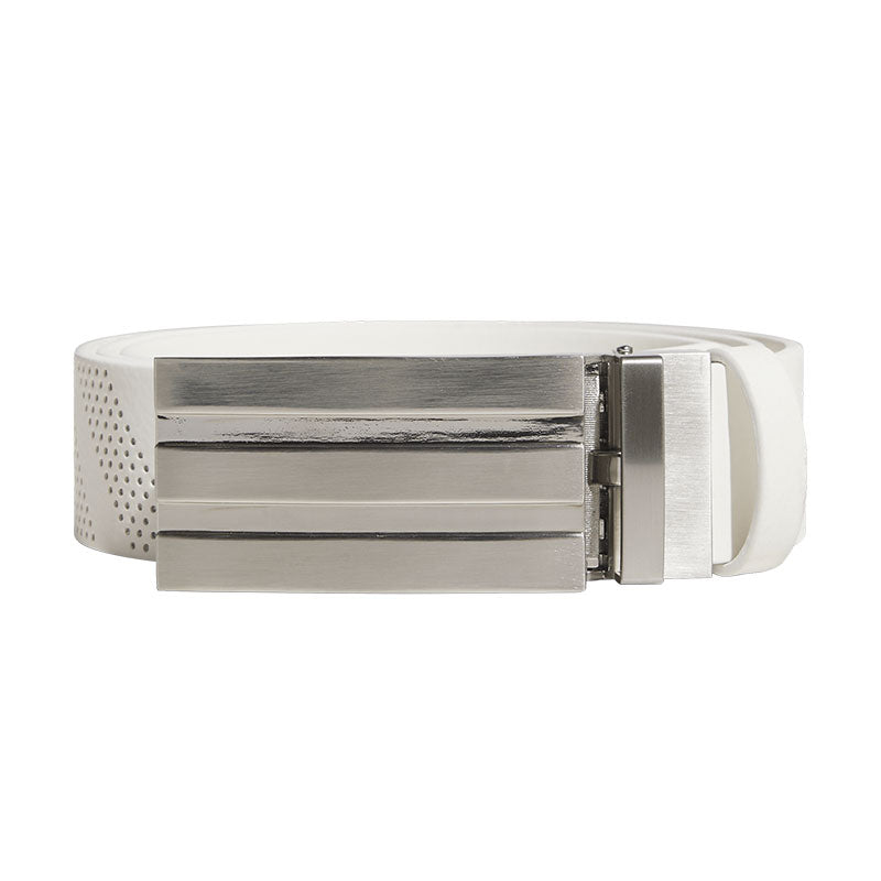 ADIDAS 3-Stripes Buckle PU Leather No Hole Men's Belt (White)