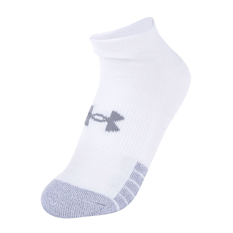 UNDER ARMOUR HeatGear 3-Pack Low Socks (White/Steel)
