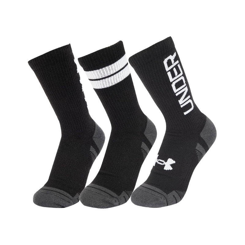 UNDER ARMOUR Performance Tech 3-Pack Unisex Crew Socks (Black/Black)