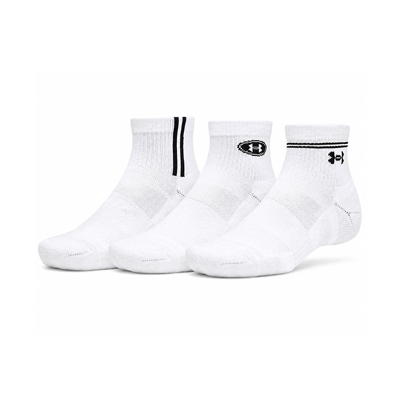 UNDER ARMOUR Performance Tech 3-Pack Unisex Quarter Socks (White)