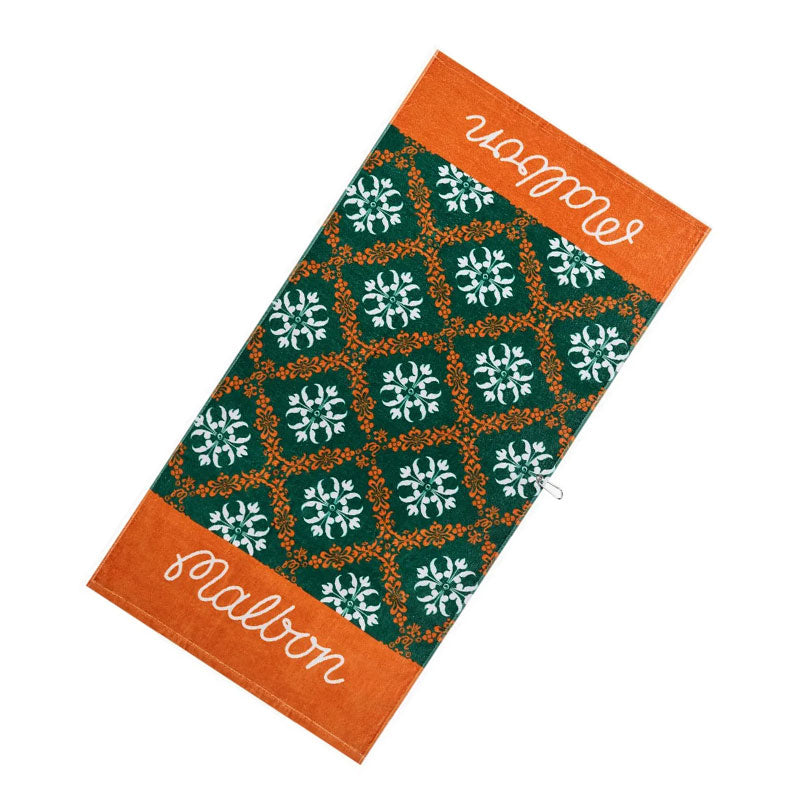 MALBON GOLF Vacation Club Golf Towel (Orange/Green)