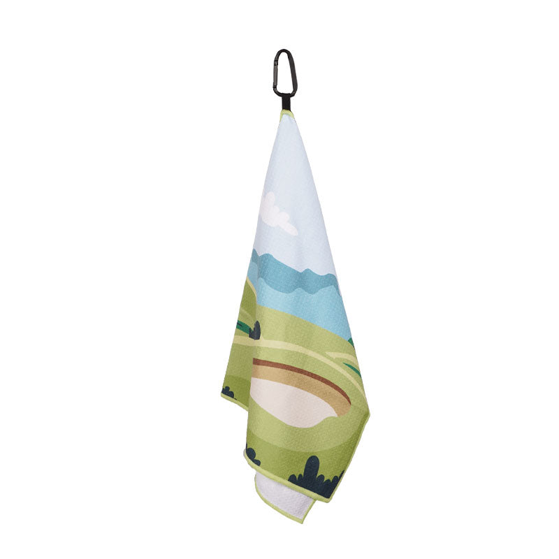 CUTTER & BUCK Waffle Weave Microfiber Towel (Blue/Green)