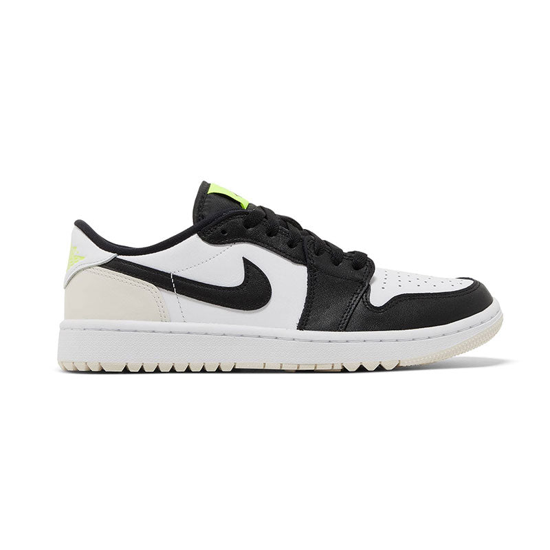 NIKE Air Jordan 1 Low Men's Spikeless Shoes (White/Black/Volt)