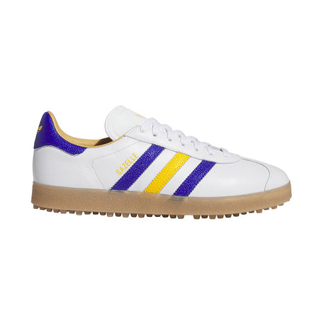 ADIDAS Gazelle Unisex Spikeless Shoes (White/Blue/Yellow)