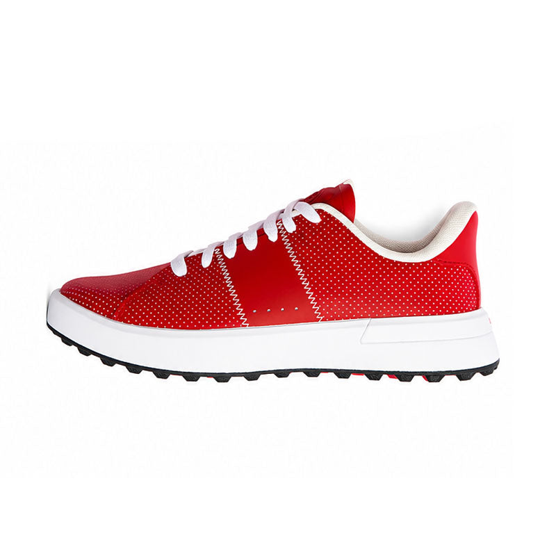 GFORE G.112 Perforated Leather Saddle  Stripe Women's Spikeless Shoes (Classic Red/Snow)