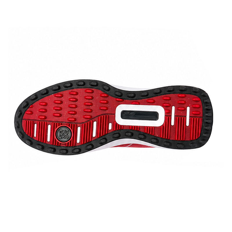GFORE G.112 Perforated Leather Saddle  Stripe Women's Spikeless Shoes (Classic Red/Snow)