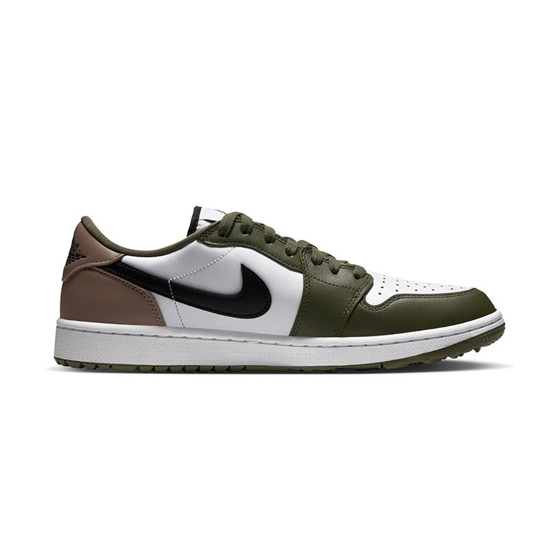 NIKE Jordan 1 Low Men's Spikeless Shoes (White/Black/Green)