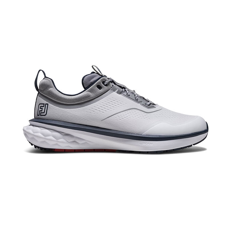 FOOTJOY FJ Quantum Textile Men's Spikeless Shoes (White/Navy/Red)